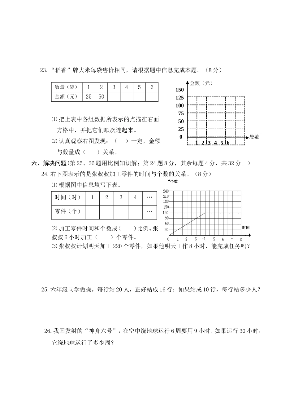 六年级下册数学试题 - 第三单元正比例和反比例 西师大版（2014秋）（含答案）.doc_第3页