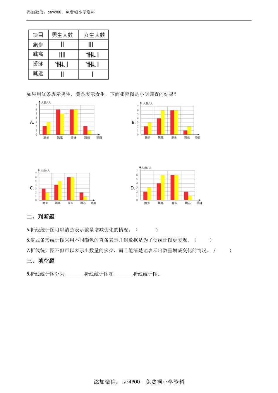 五年级上册数学单元测试-9.统计 青岛版（五年制）（含答案）.docx_第2页