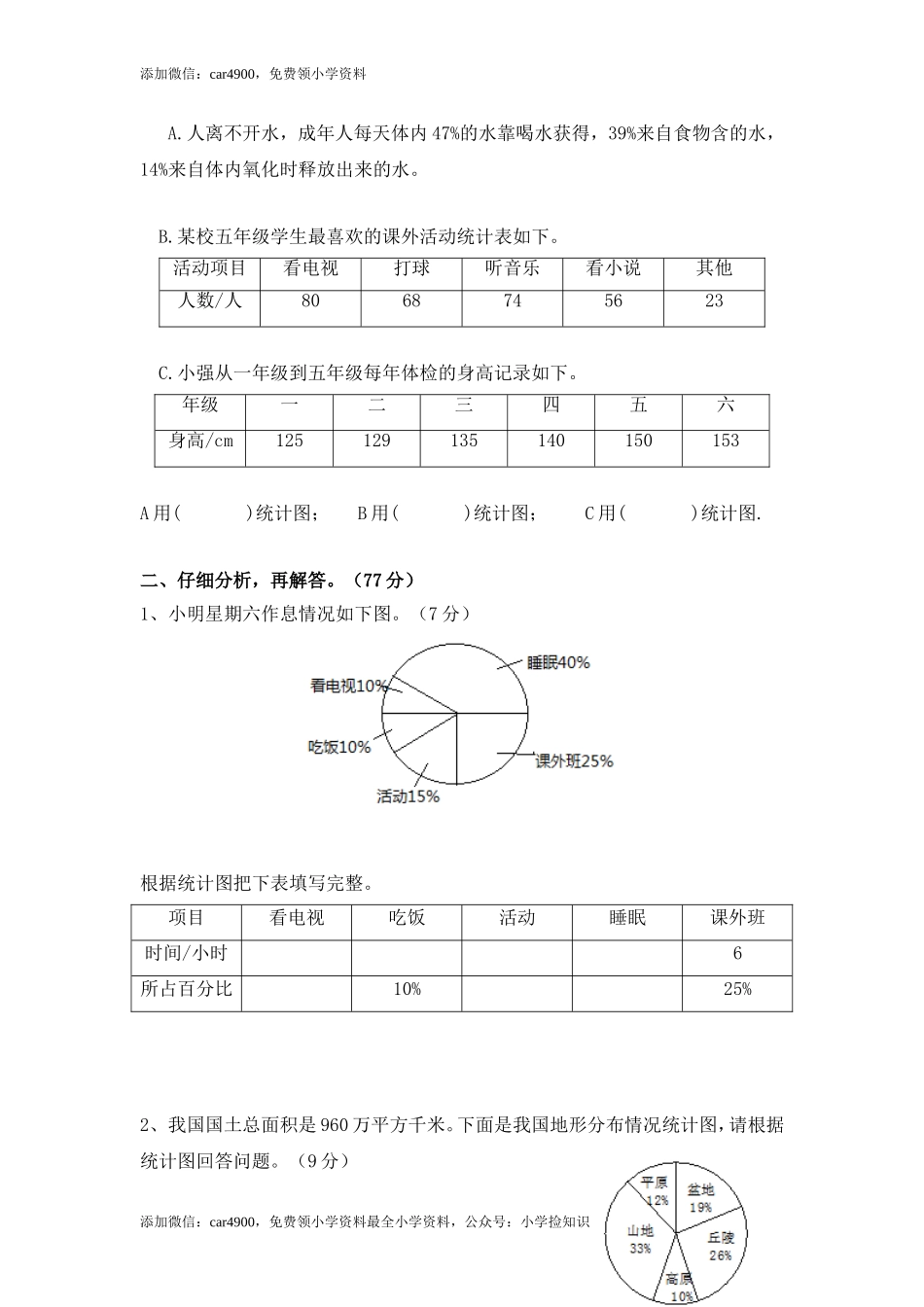 苏教版小学六年级数学下册第1单元《扇形统计图》综合练习题（1）附答案（网资源）.doc_第2页