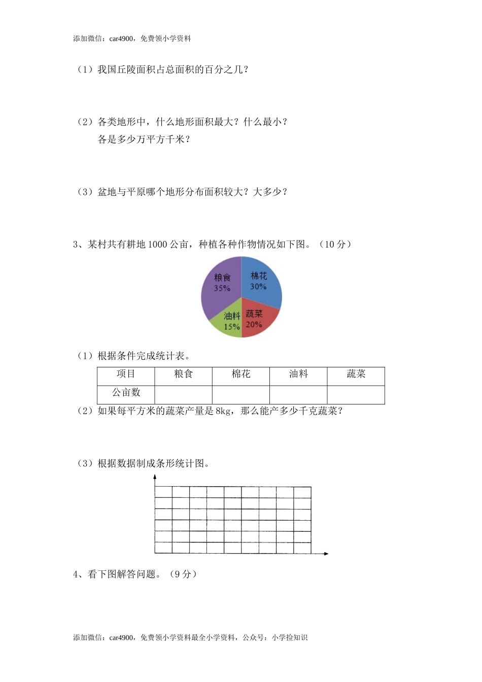 苏教版小学六年级数学下册第1单元《扇形统计图》综合练习题（1）附答案（网资源）.doc_第3页