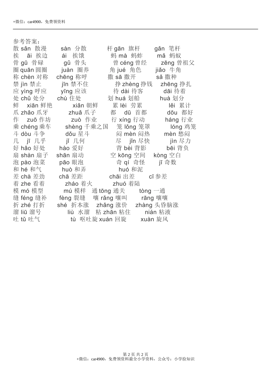 专项丨三年级下册语文期末复习专项——多音字注音组词 .doc_第2页