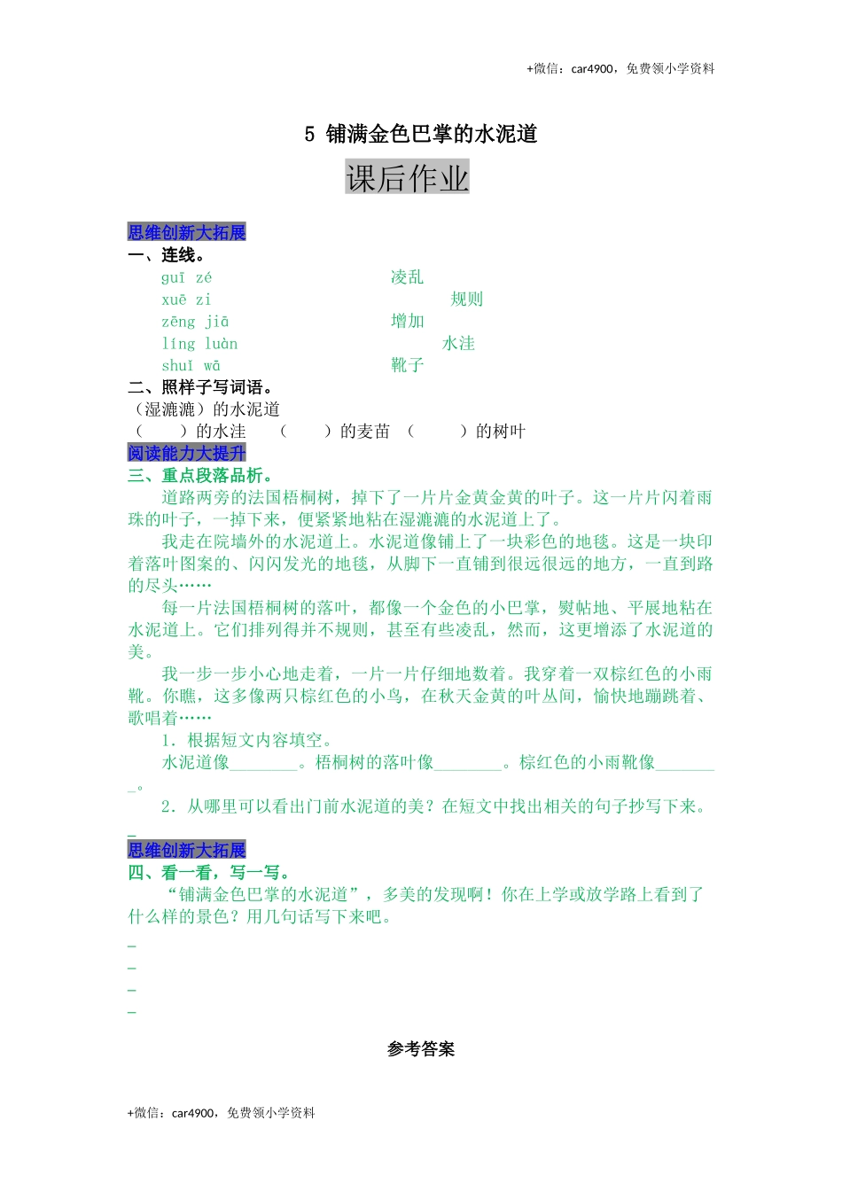 5 铺满金色巴掌的水泥道(1).docx_第1页