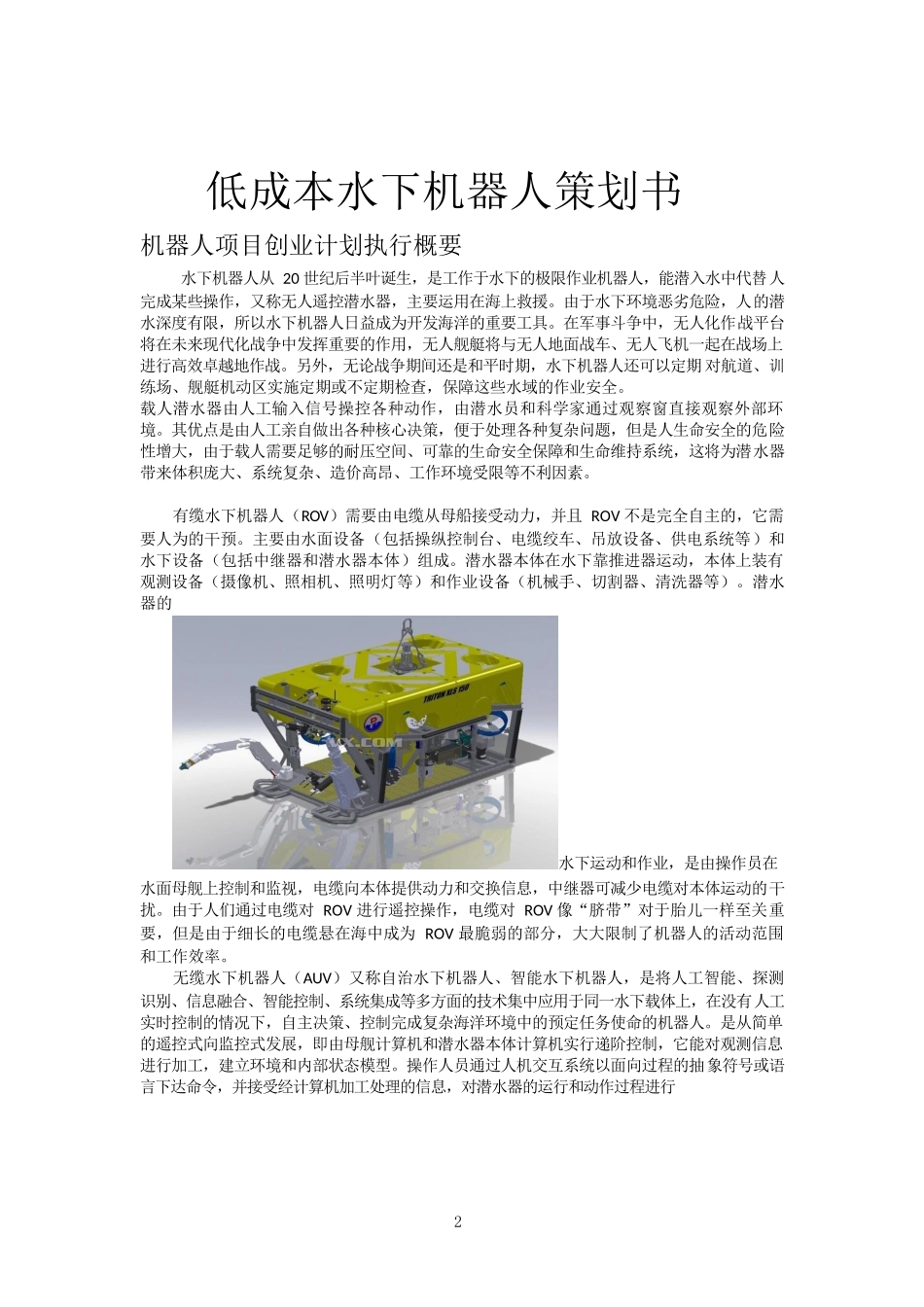 水下机器人创业策划书.docx_第2页