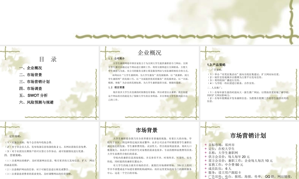 大学生兼职网创业计划书.ppt