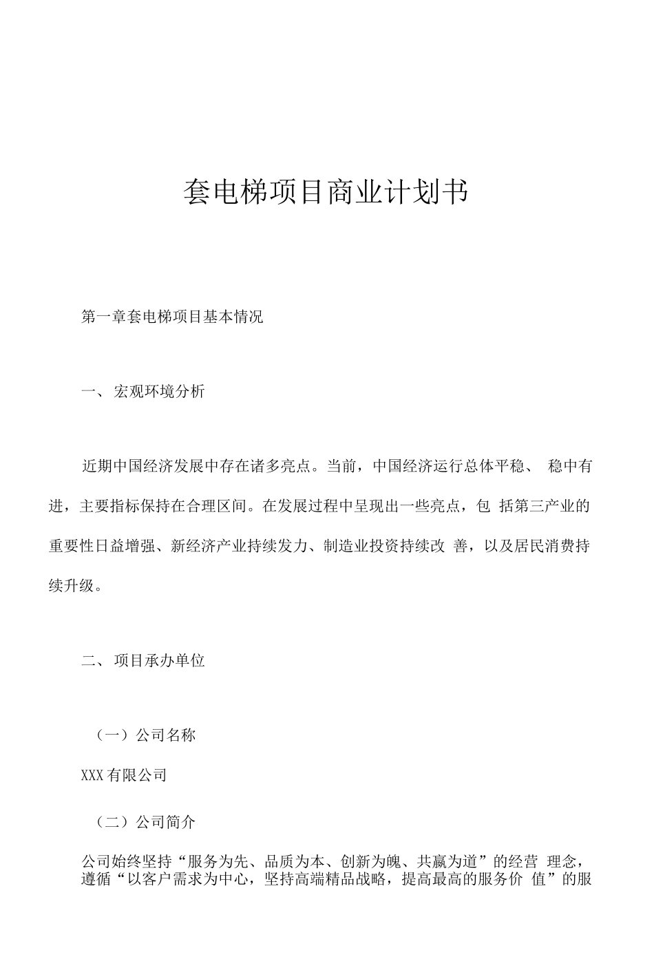 套电梯项目商业计划书.docx_第1页