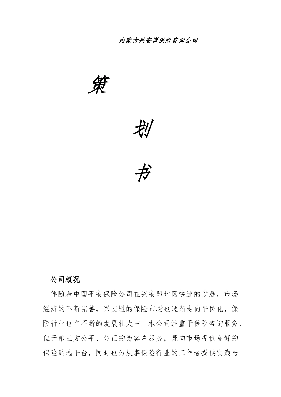 保险咨询公司策划书.doc_第1页