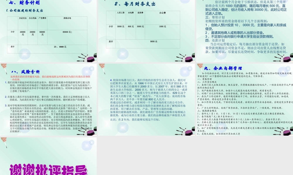 清颜美化妆品有限公司创业计划.ppt