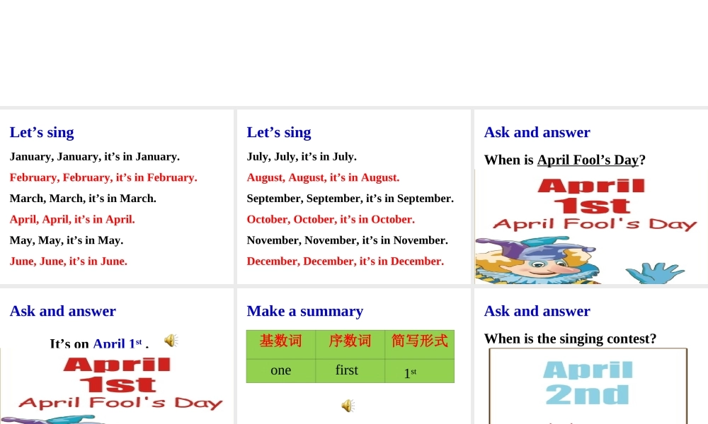 Unit 4 When is Easter PA Let's learn课件.ppt