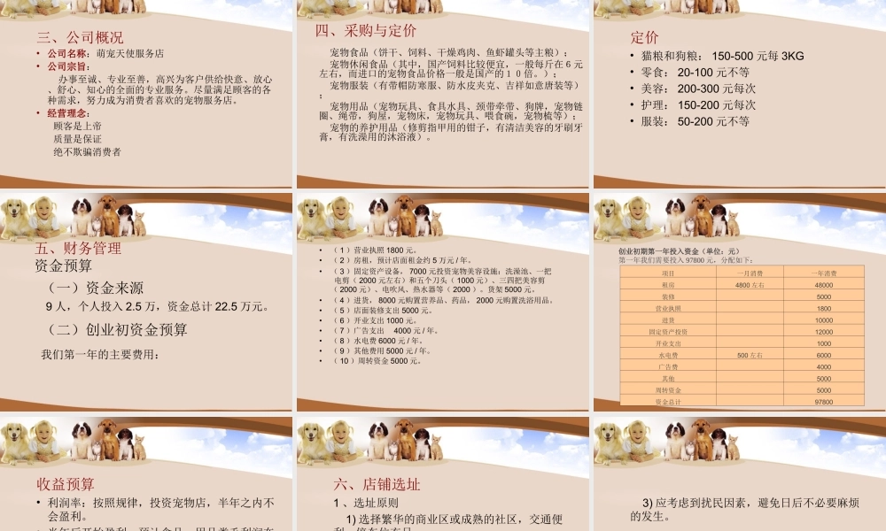 创业策划书：宠物店.ppt