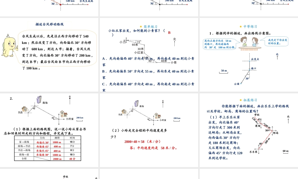 【精品】人教版六年级上册数学课件-第2单元第3课时 描述简单的路线.ppt