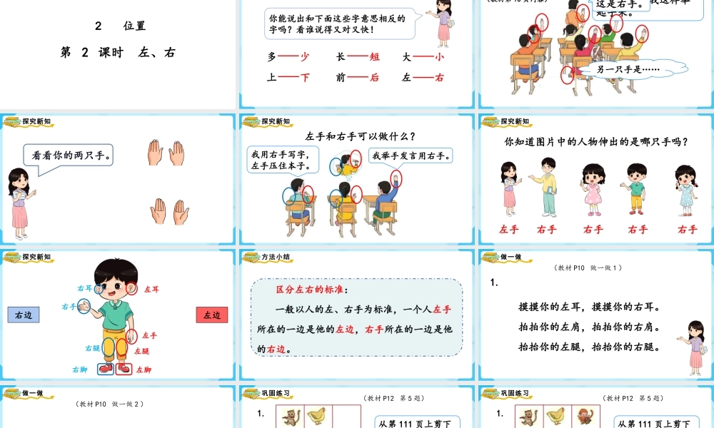 （2022秋季新教材）人教版 一年级上册2.2左、右课件（21张PPT).pptx