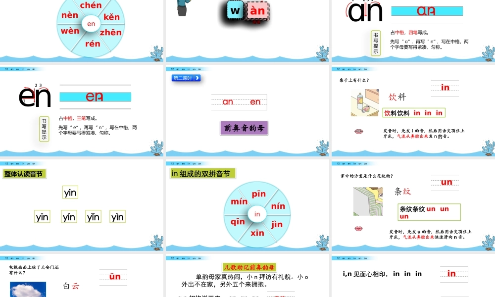 汉语拼音12ɑn en in un ün（名师ppt课件）.pptx