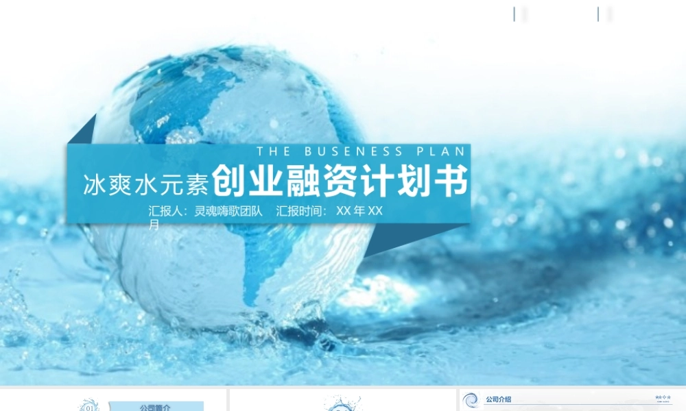 冰爽水元素创业融资计划书.pptx