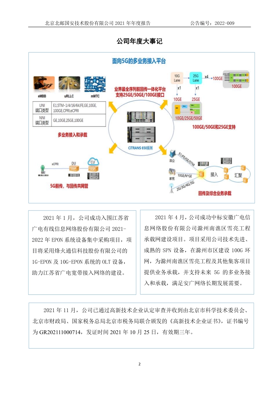 831631_2021_北邮国安_2021年年度报告_2022-04-24.pdf_第2页