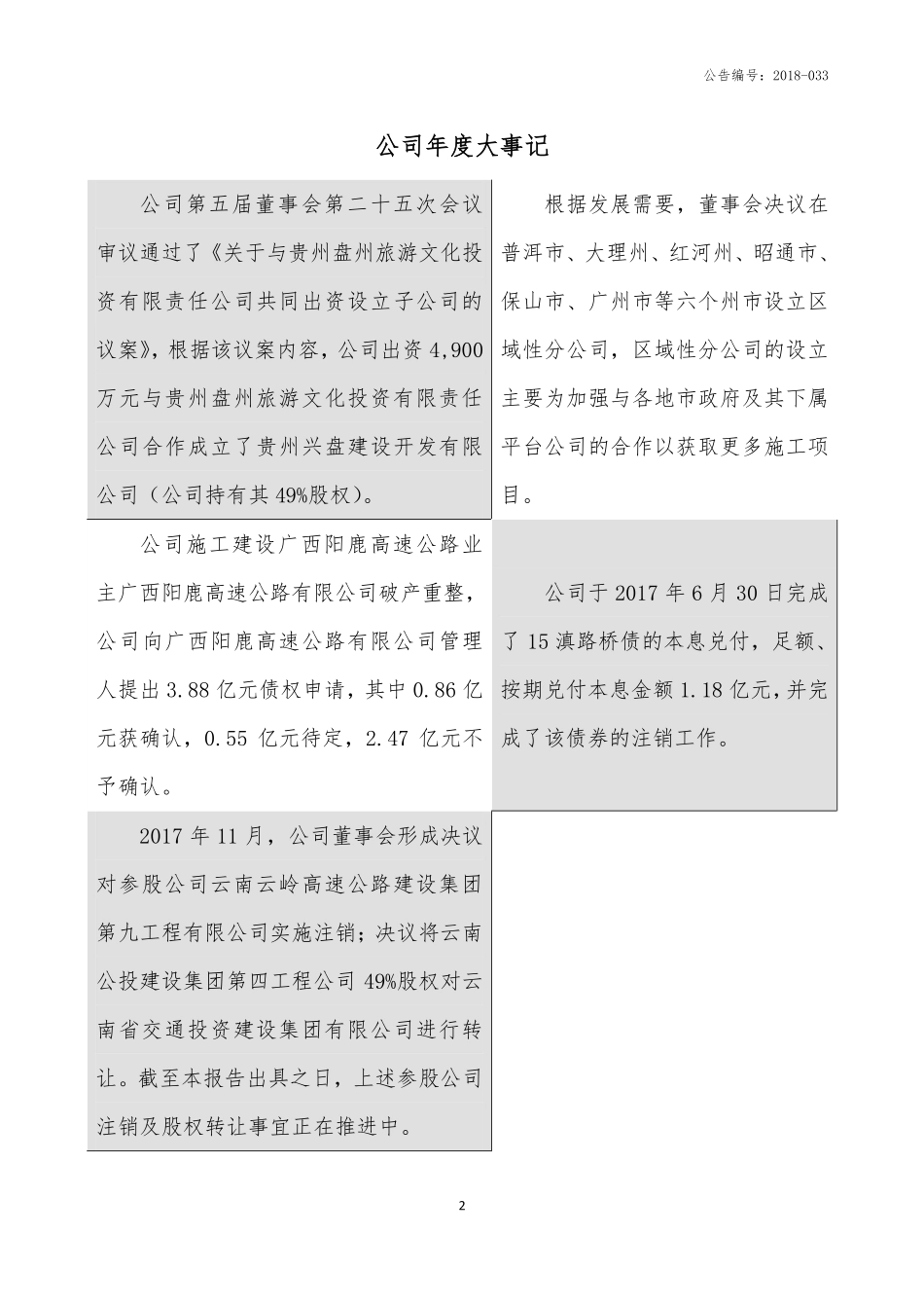 830796_2017_云南路桥_2017年年度报告_2018-05-07.pdf_第2页