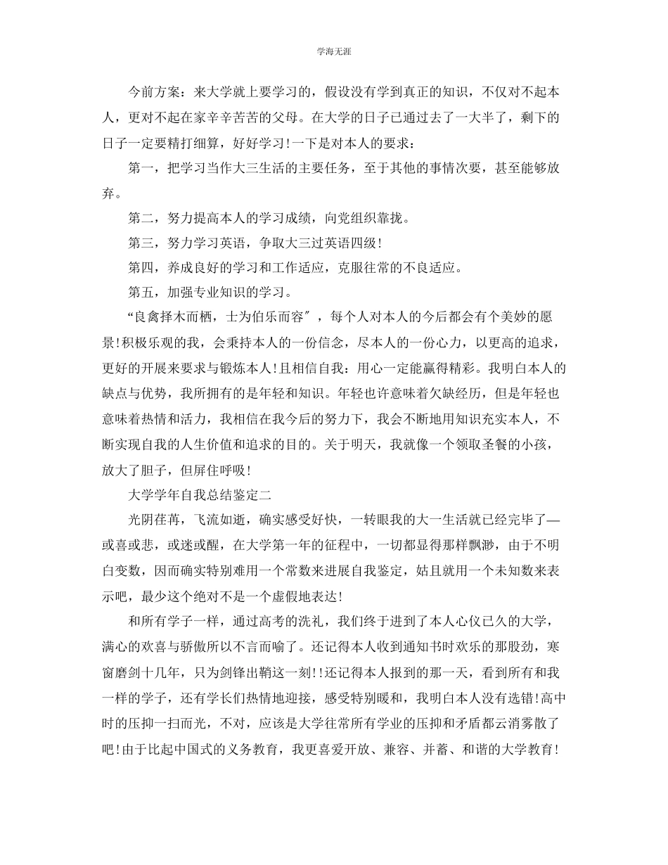 2023年大学学自我总结鉴定范文.docx_第2页