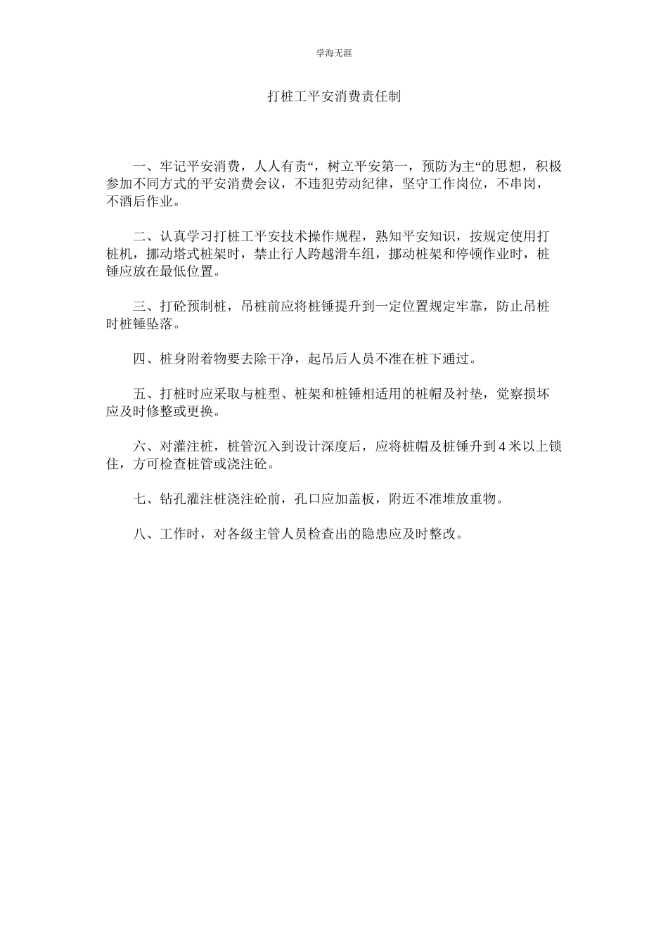 2023年打桩工安全生产责任制范文.docx_第1页