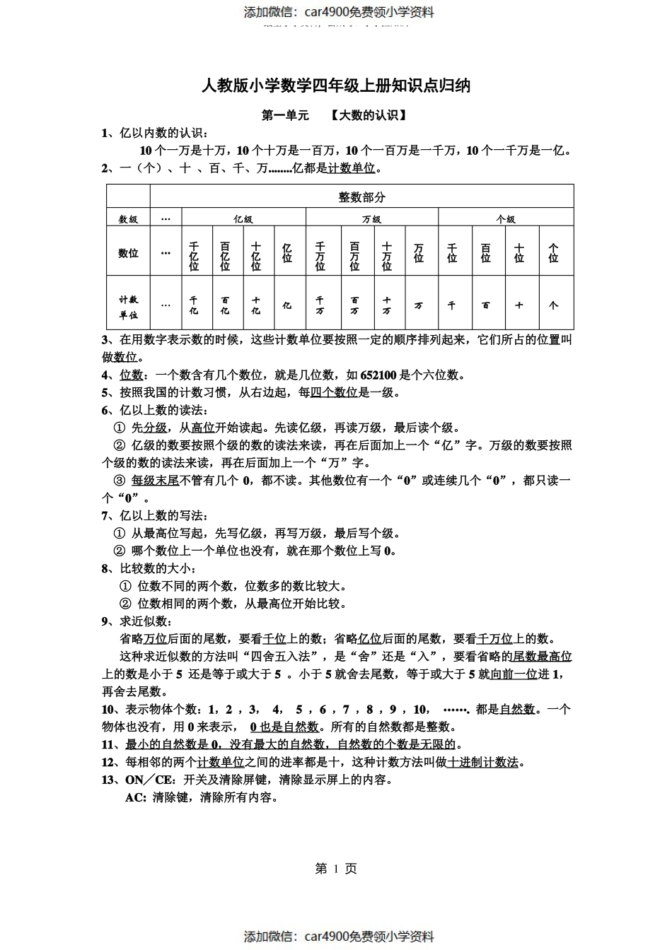 人教版小学四年级数学上册知识点归纳（）.pdf_第1页