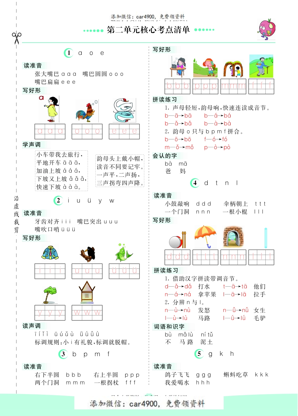 一（上）语文第二单元核心考点清单+.pdf_第1页