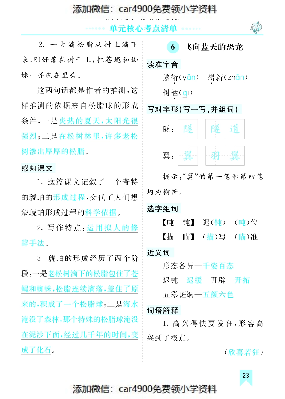 第二单元核心考点清单（添加微信：car4900免费领小学资料）(1).pdf_第2页