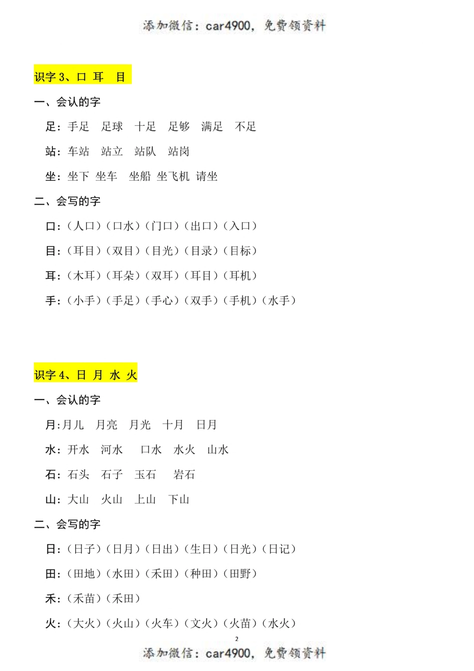 一（上）语文 1-3单元（每课）知识要点+.pdf_第2页