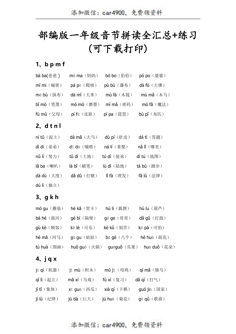 一（上）语文期末 音节拼读组词全汇总.抖音+.pdf_第1页