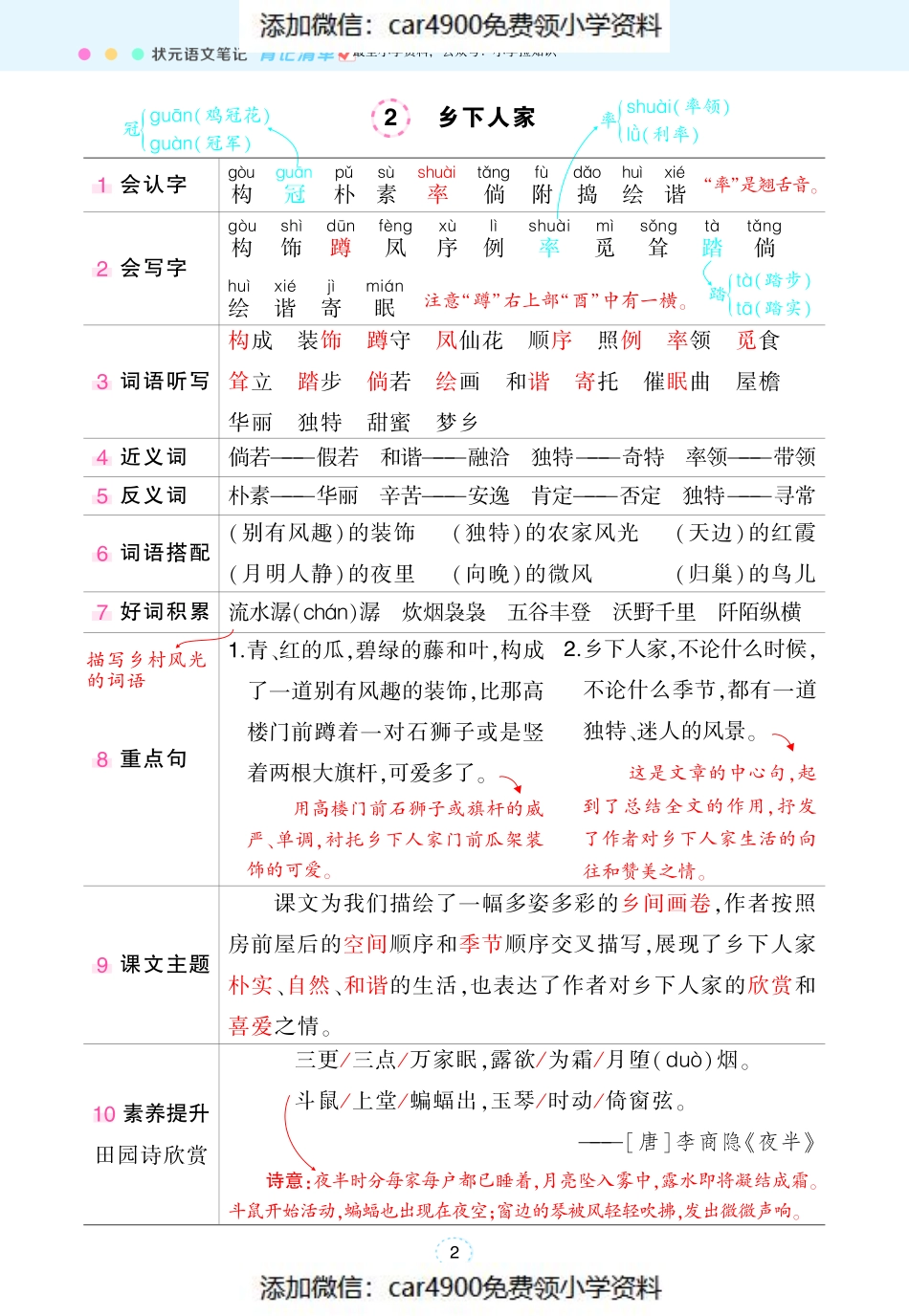 语文课堂笔记（背记清单）（添加微信：car4900免费领小学资料）.pdf_第3页