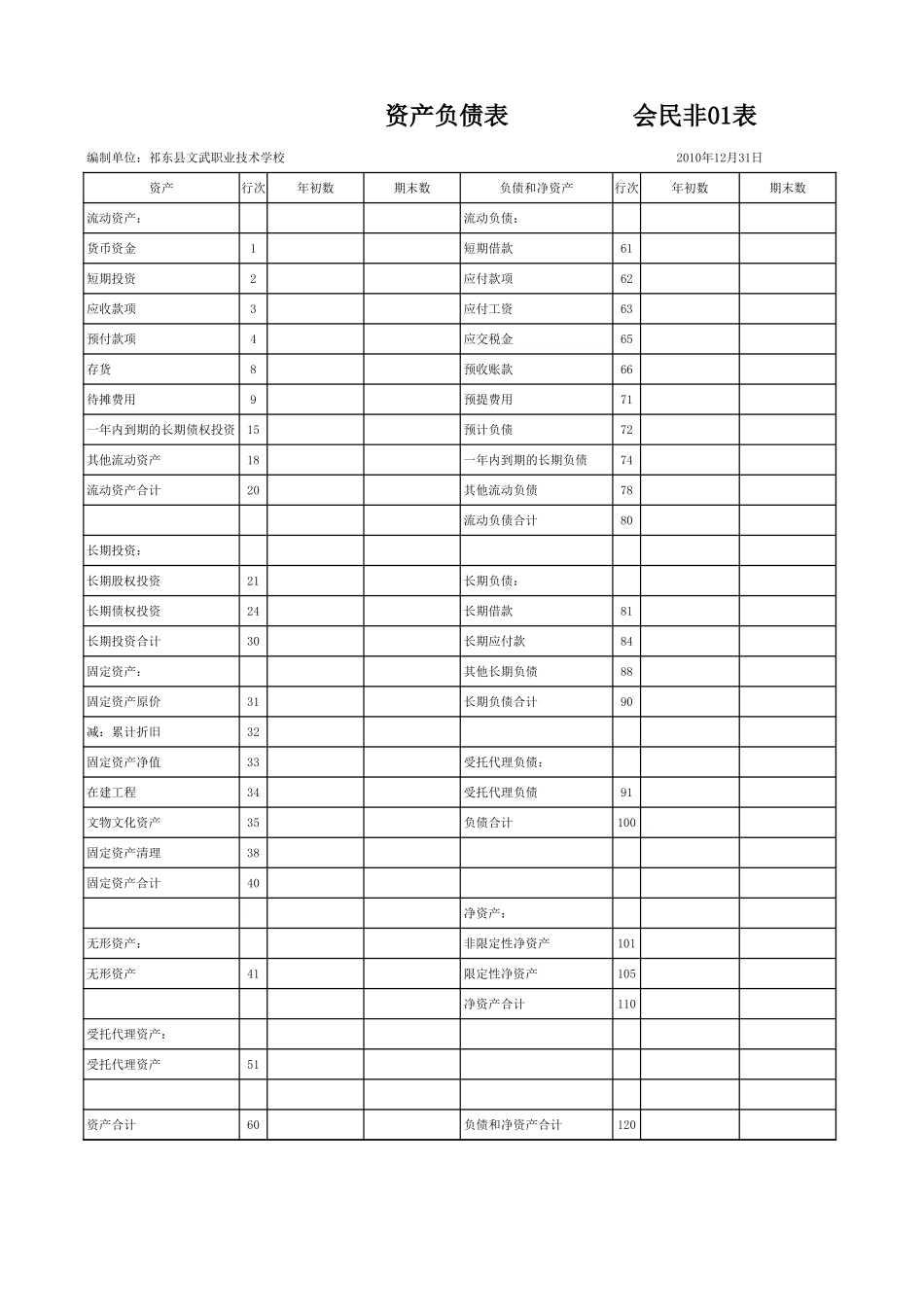 非营利组织-资产负债、业务活动、现金流量表(EXCEL).xls_第1页