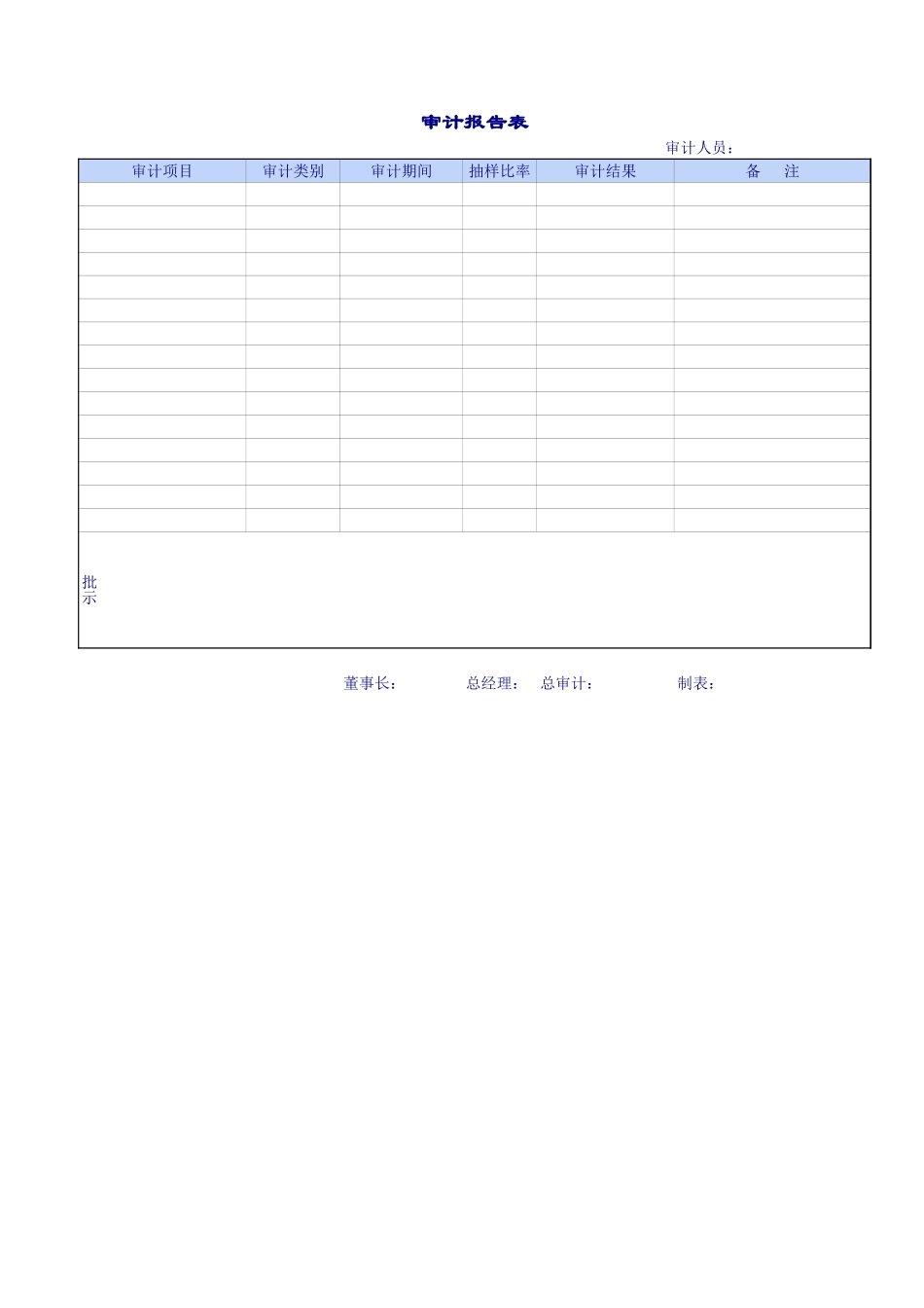 公司审计表报告单.xls_第1页