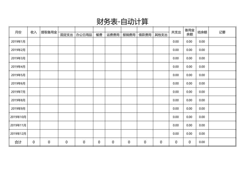 费用表-自动计算.xls_第1页