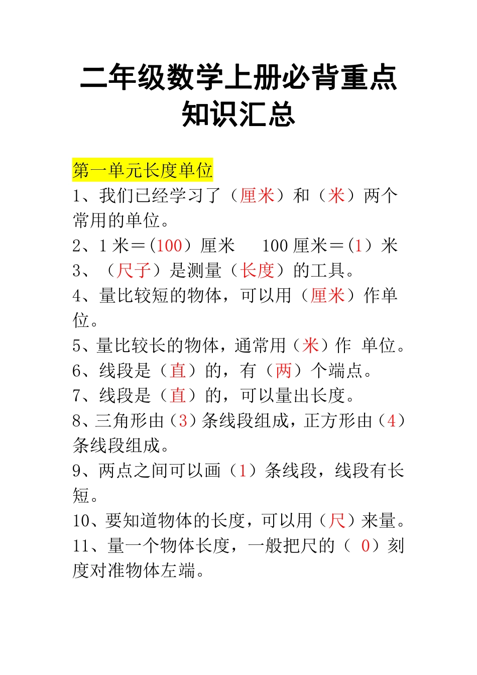 二年级数学上册必背重点知识汇总_20220704142231.pdf_第1页