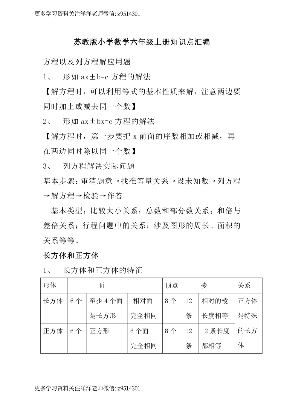 六（上）苏教版数学知识重点汇总.pdf_第1页