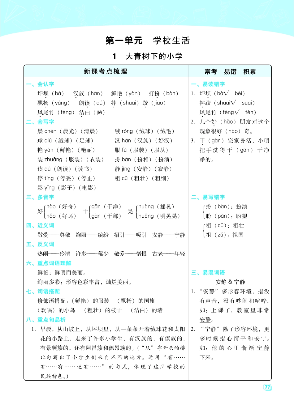 三（上）语文期末 每一课重考点梳理（全册）.pdf_第1页