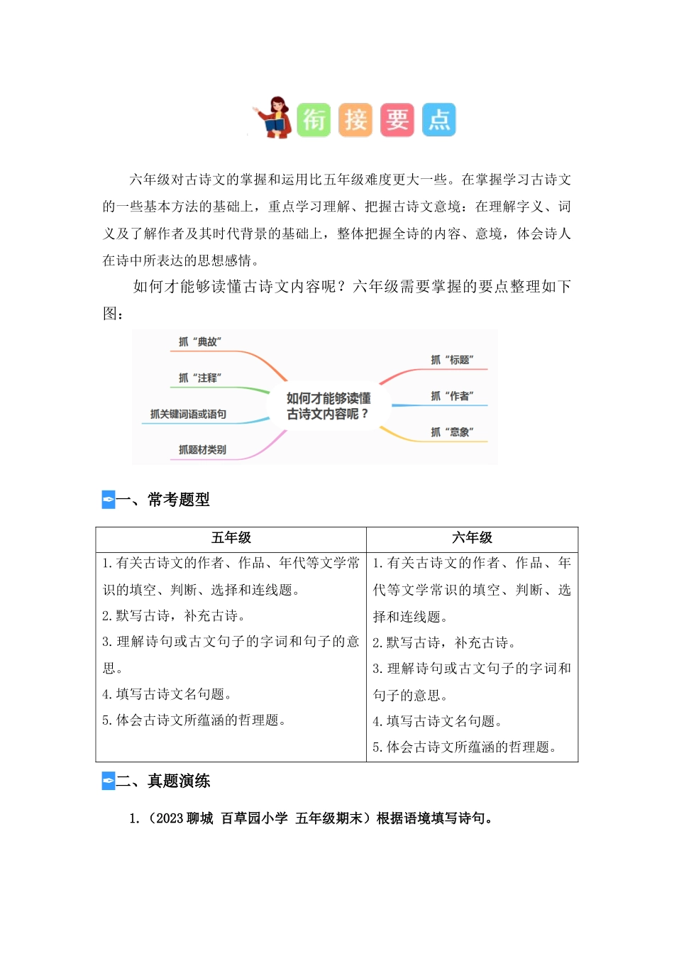 专题09 古诗文鉴赏（讲义+试题） 2023年五升六语文暑假衔接课（统编版）.docx_第3页
