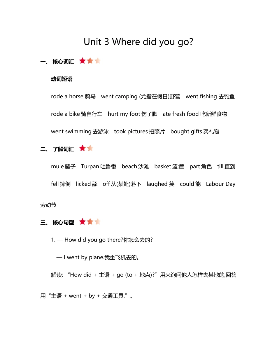 六（下）人教PEP版 Unit 3 知识重点.docx_第1页