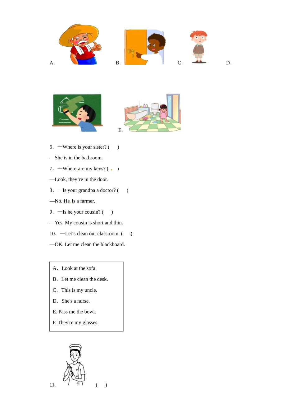 【期末专练】四年级上册期末真题汇编- 句图匹配+阅读理解 人教PEP版.docx_第2页
