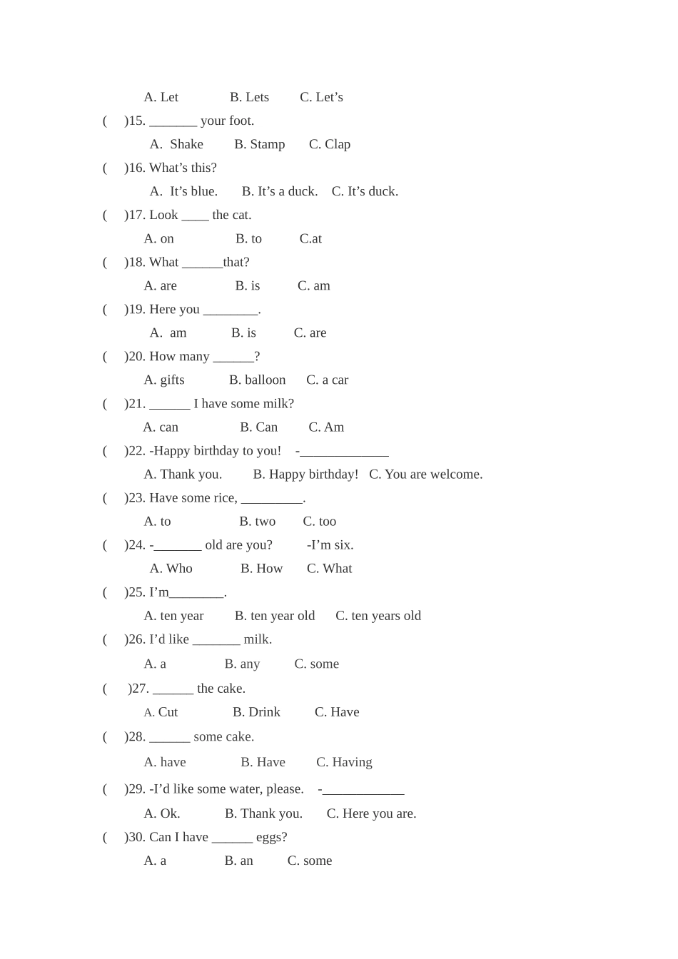 【期末突破】三年级上册英语期末专项卷-单选 人教PEP（word版含答案）.docx_第2页