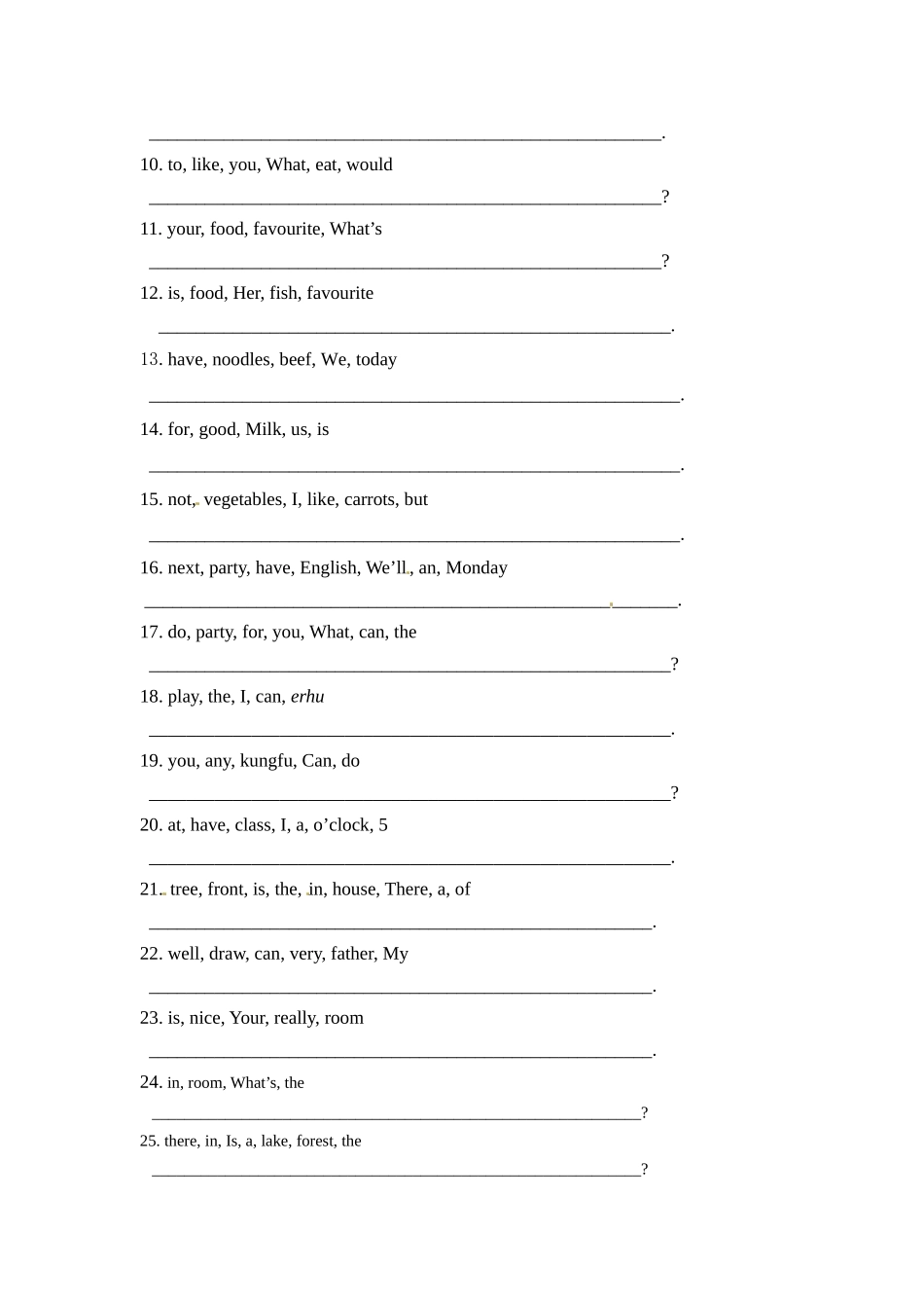 五年级上册英语期末专项卷-句子人教PEP（word版含答案）.docx_第3页