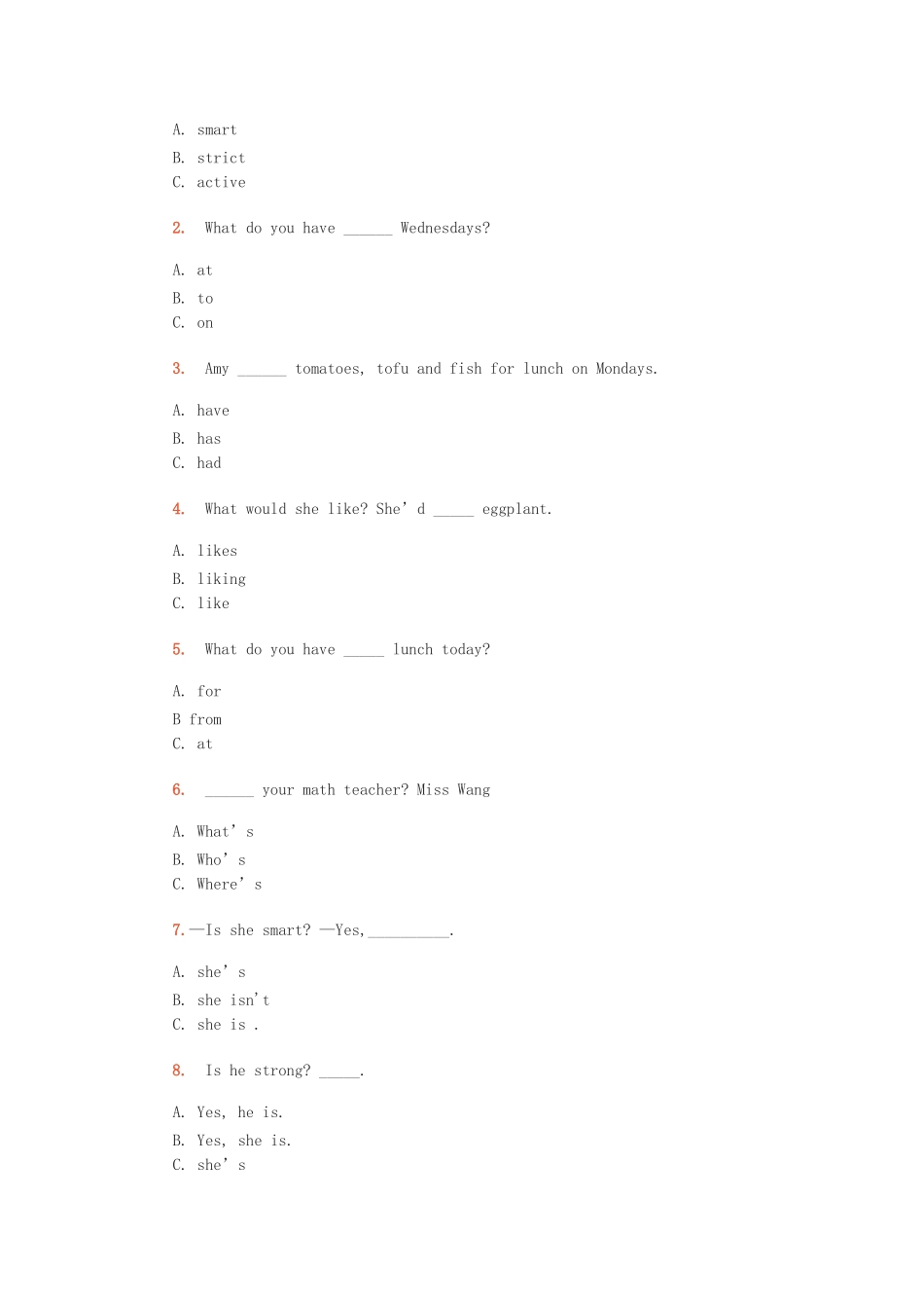 （人教新起点）五年级英语上册课堂检测试验.doc_第3页