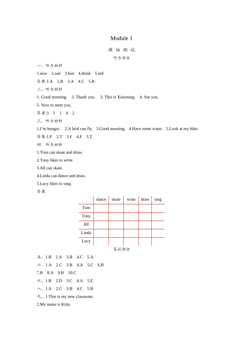 Module 1参考答案和听力材料.docx_第1页
