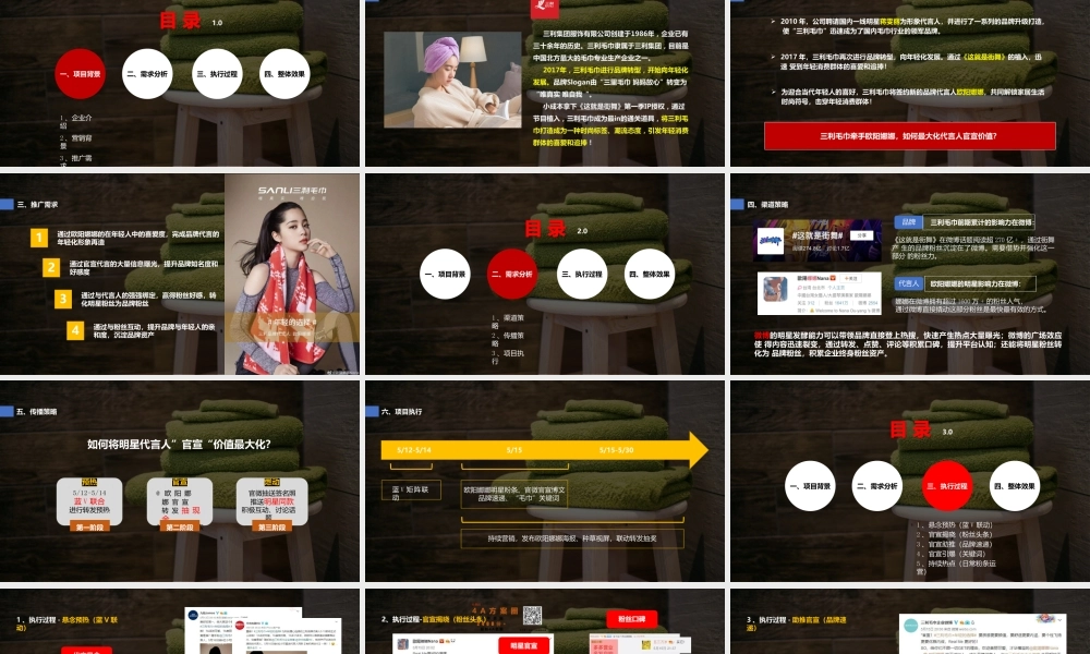 123.三利毛巾×欧阳娜娜官宣代言人微博营销结案.pptx