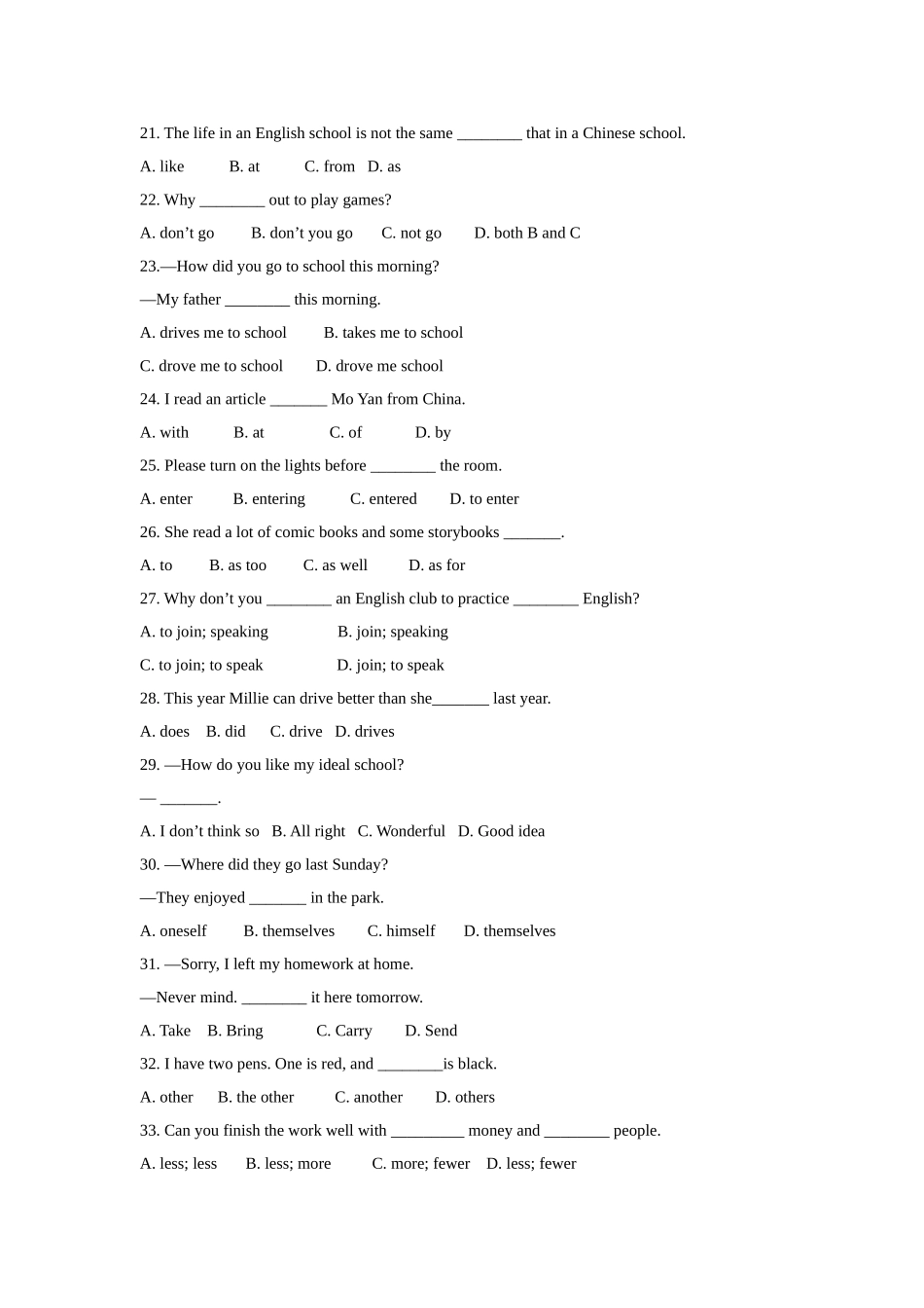 unit 10 around my home 同步练习（含答案）.doc_第2页