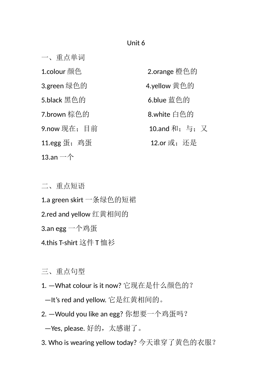 三（上）译林版英语：Unit 6知识重点.docx_第1页