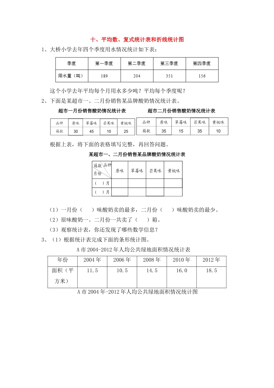十、平均数、复式统计表和折线统计图.doc_第1页