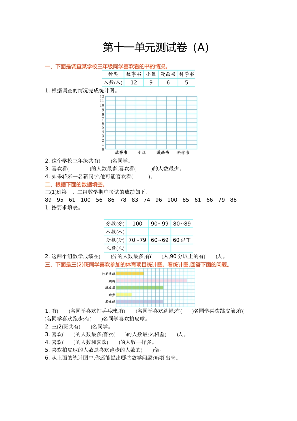 三（上）54制青岛版数学第十一单元测试卷.1.doc_第1页