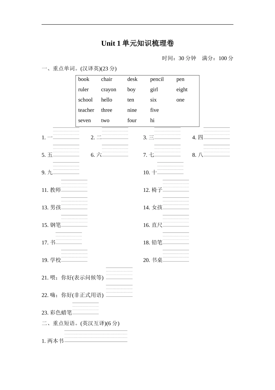 Unit 1单元知识梳理卷.doc_第1页