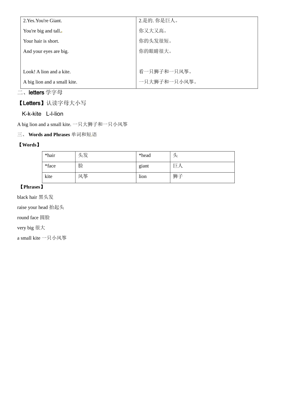 二年级上册英语辅导及作业-11-m2 unit 3 my hair is short a∣牛津上海版（一起）（含答案）.doc_第2页
