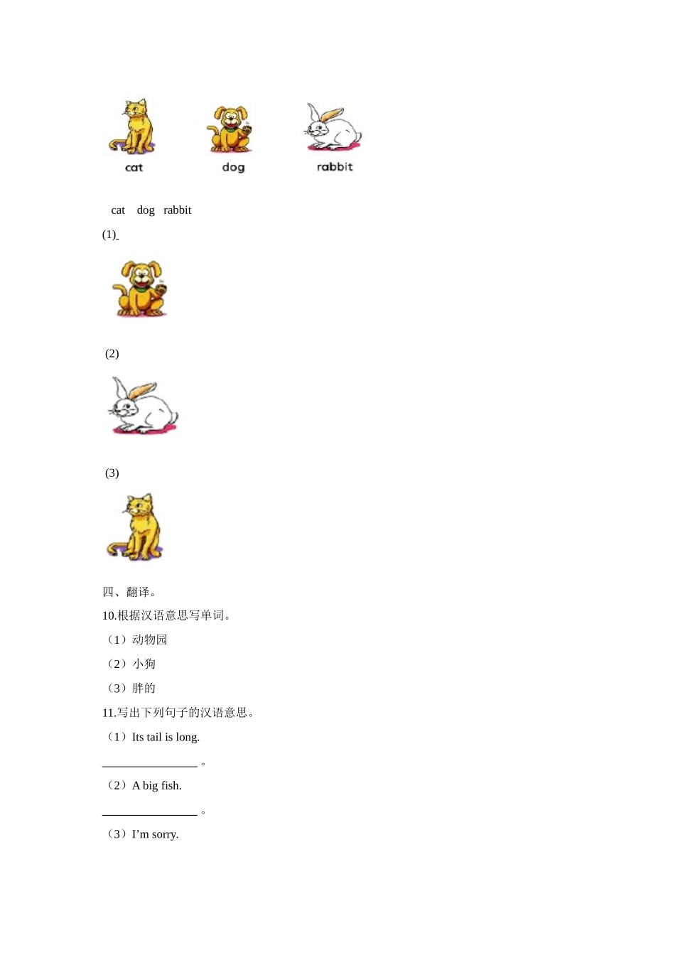 三年级上册英语一课一练- Module 4 Unit11 Small animals牛津上海版（三起）（word版含答案解析）.doc_第2页