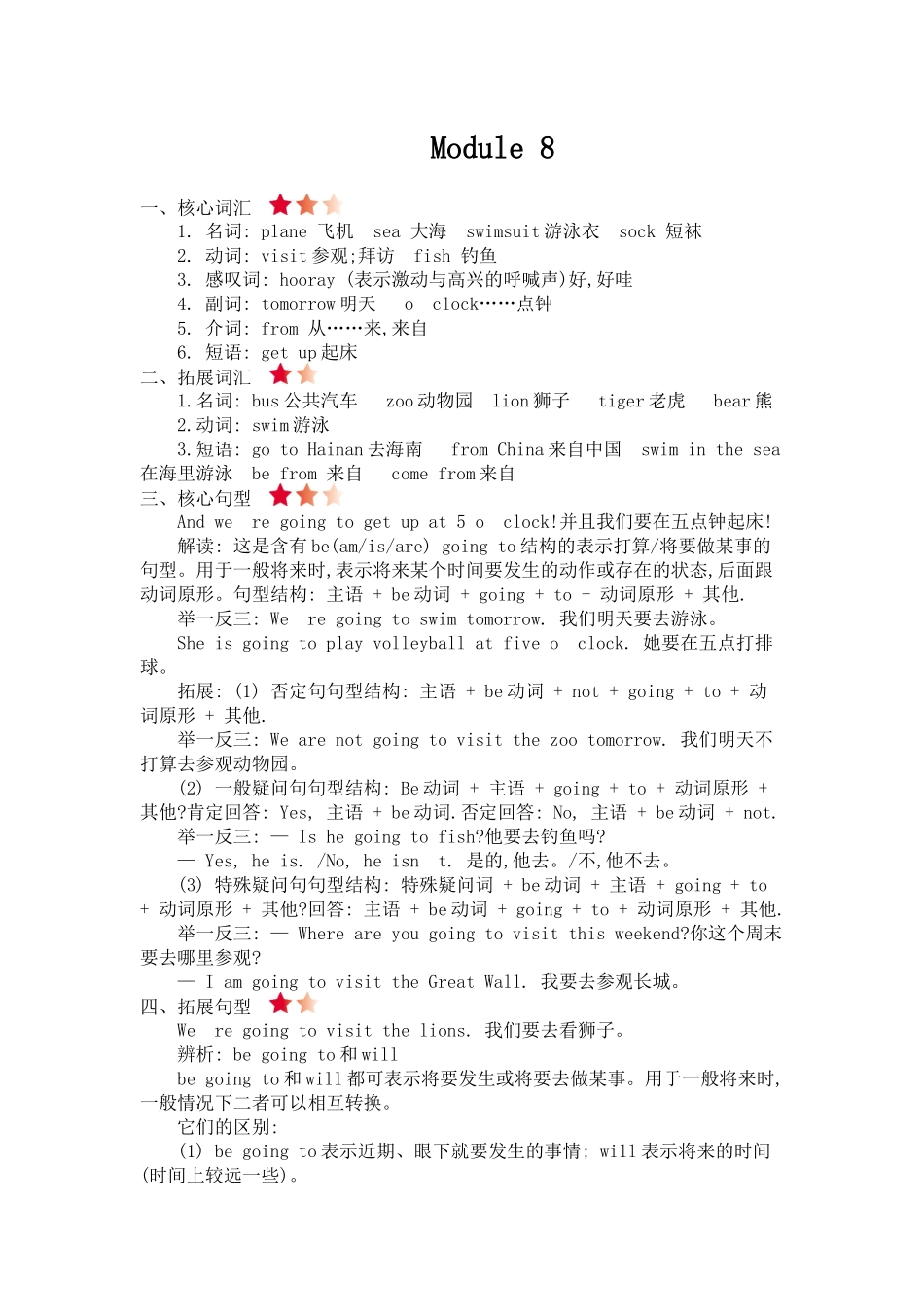 外研四上 Module 8 知识清单.docx_第1页