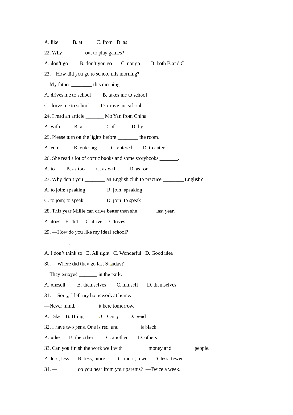 四年级上册英语一课一练- M4unit 10 around my home牛津上海版（三起）（word版含答案）.doc_第2页